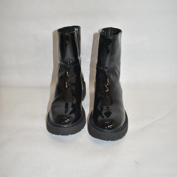$550 AQUATALIA PATENT LEATHER WATERPROOF MOTO lug BOOT BLACK 8.5 (P1) - Picture 2 of 7